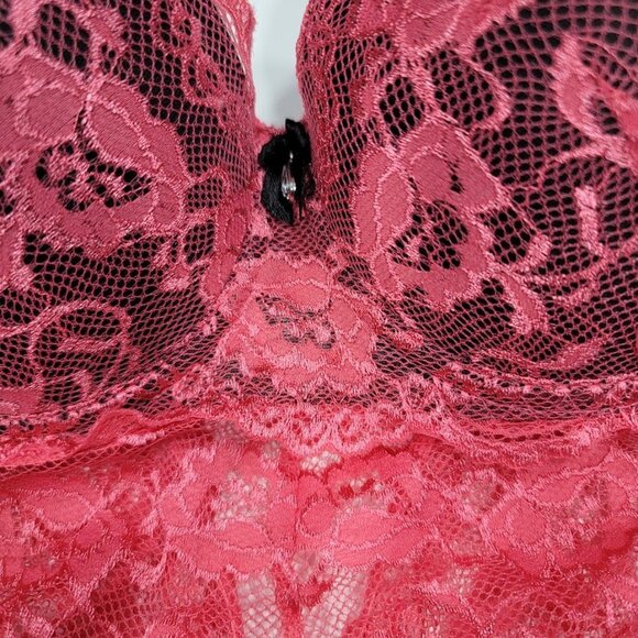 French Affair Floral Pink Lace Push-up Bodysuit Lingerie Sz Large - Picture 9 of 16